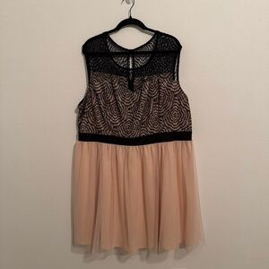 Mystic Black and Cream Lace Midi Dress